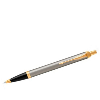 Ручка "Parker" шариковая  IM Brushed Metal стальная с позолотой  22 232