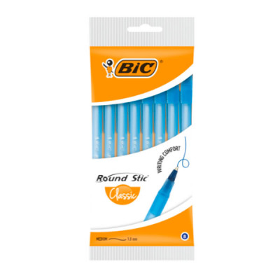 Набор маслянх ручек BIC Round Stic bc928497 8 штук 0,32 мм синяя