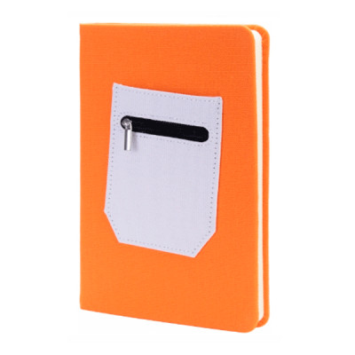 Блокнот А5 = в линию  80 л  MX26302 кремовый лист с карманом оранжевый