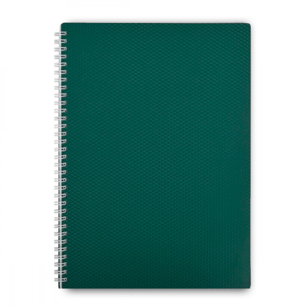 Блокнот А4 80 л # в клетку, серия "Даймонд" 4380-937 пластиковая обложка, на спирали, зеленый