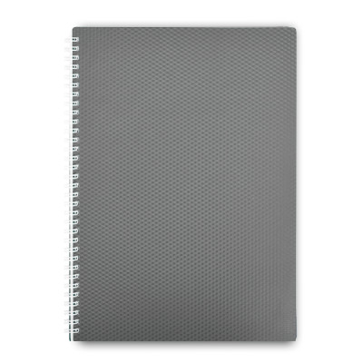 Блокнот А4 80 л # в клетку, серия  "Даймонд" 4380-939 пластиковая обложка, на спирали, серый