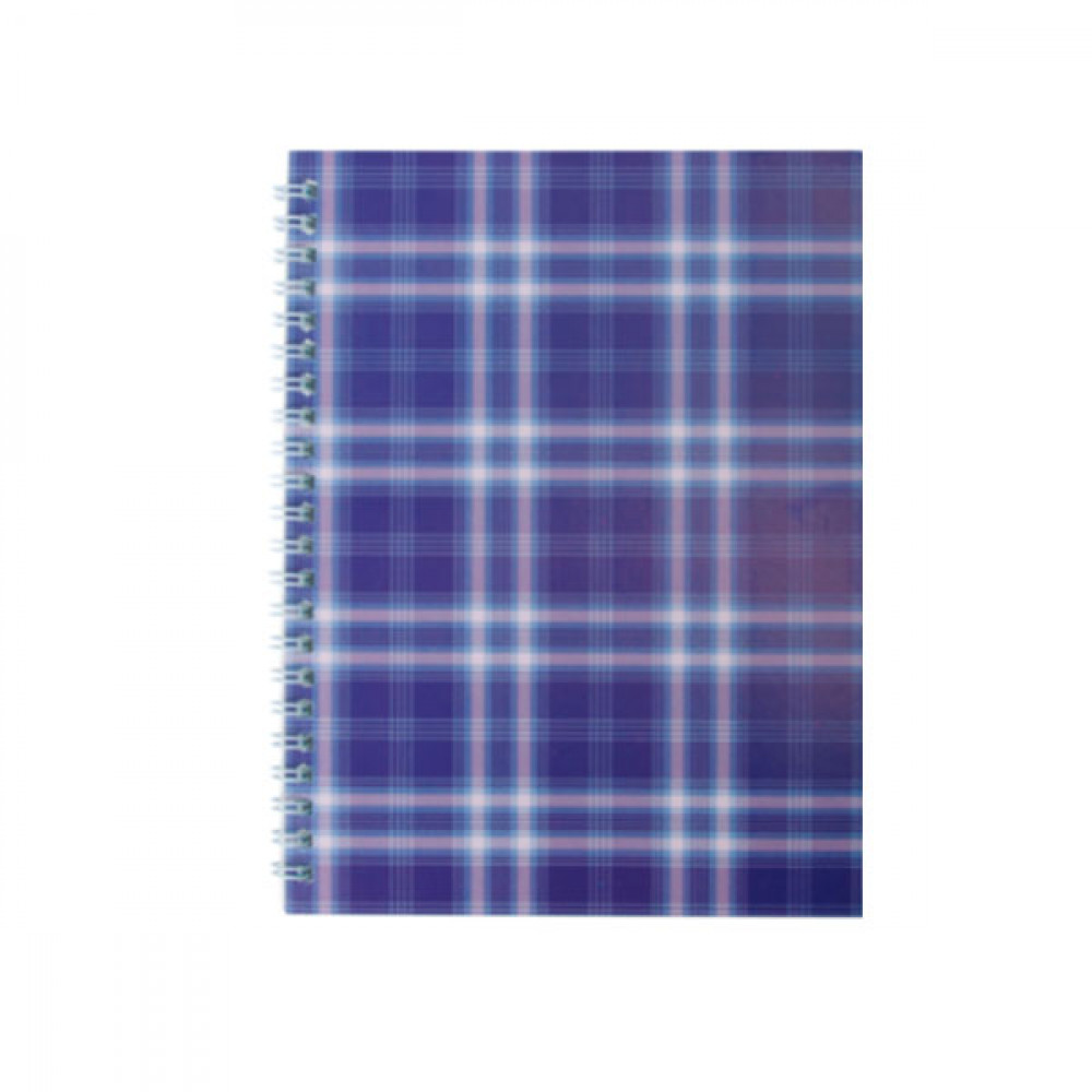 Блокнот А6 48л ВМ 2592-07 Шотландка картон.обл. спир.бок.фиолет.