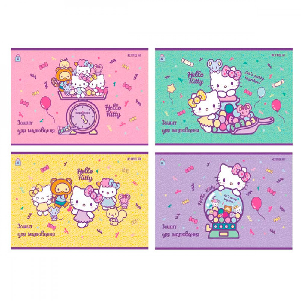 Альбом 12л 120 г/м2 Kite HK22-241 Hello Kitty УФ лак + глиттер
