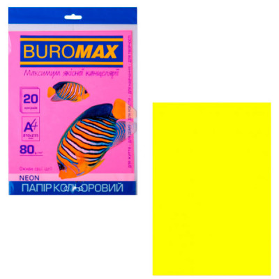 Бумага "BuroMAX" А4 80 г/м2 (50 листов) BM2721550-08 неоново-желтый **