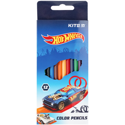 Карандаши цветные  12 цветов KiteHot Wheels  HW21-051
