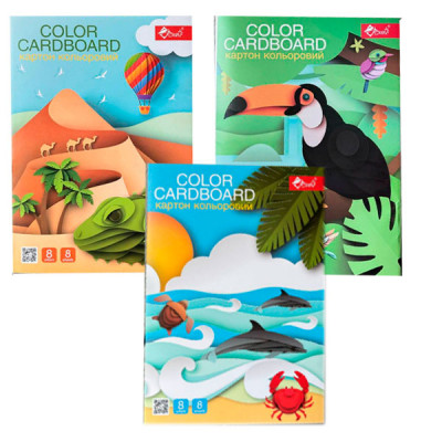 Картон цветной А4 8листов УП-21 односторонний