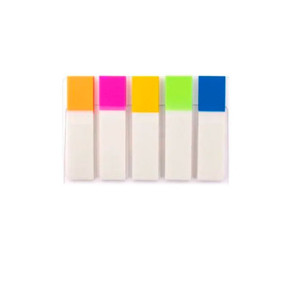 Блок бумаги липкий 12х45х5цветов 100л Optima O25531 пластик Neon mix