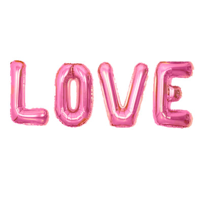 Набор шариков фольгированных надпись буквы LOVE розовая