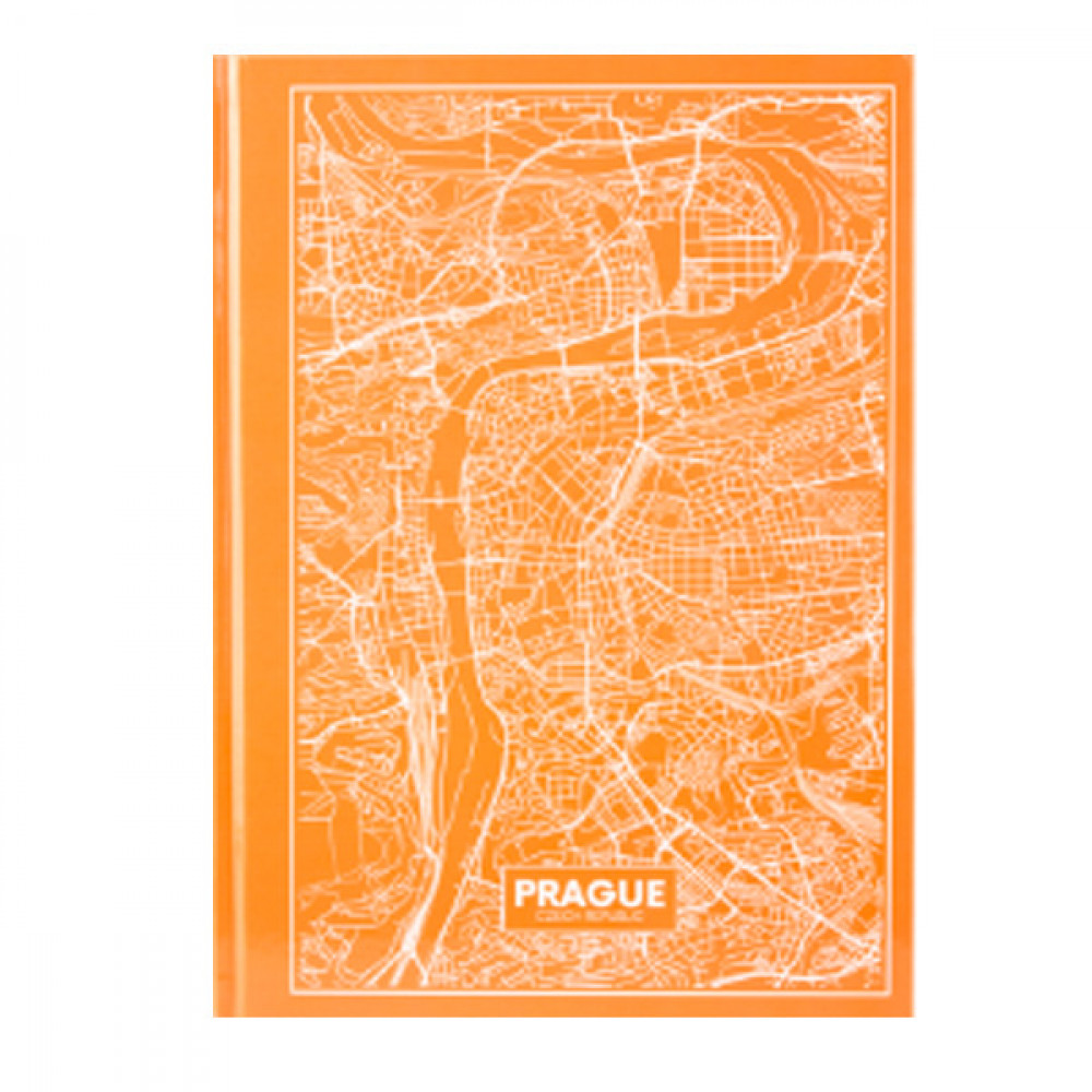Блокнот А4 96 л # в клетку "Axent" 8422-542 "Maps Prague" твердый переплет (офсетная) оранжевый
