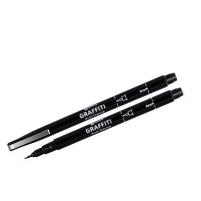 Ручка-линер Optima O16414 GRAFFITI, Brush черный