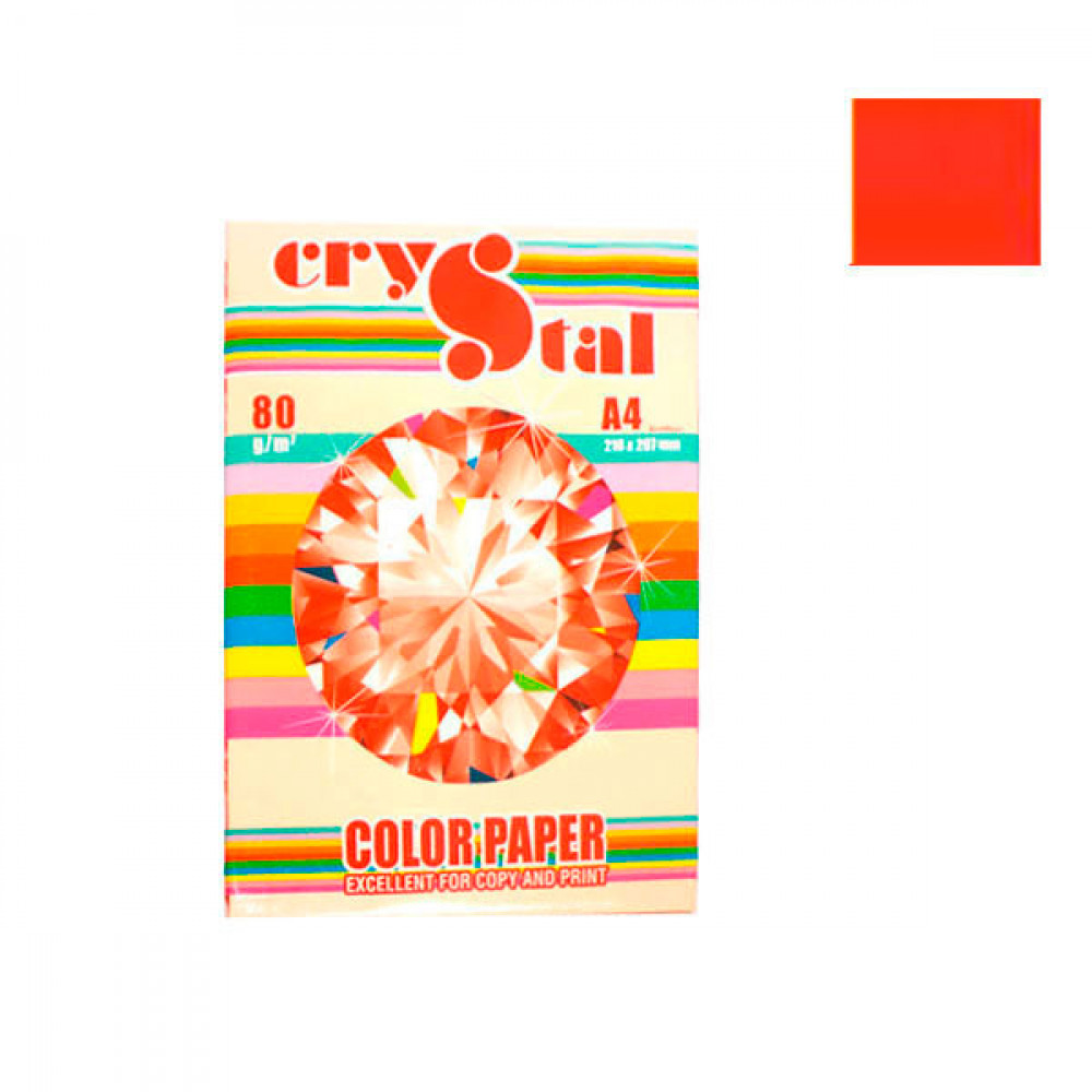 Бумага CRYSTAL COLOR PAPER А4 80г/м2 (100л) 250 красный **