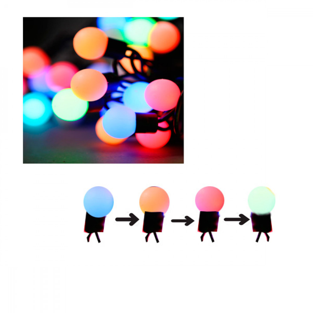 Гирлянда  электрическая  40 LED "Шарики" RGB Mix 6 метров **