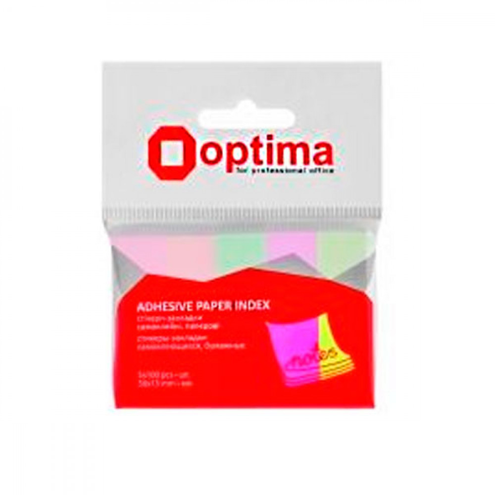 Блок бумаги липкий 15х50х500л 5цветов Optima O25516 Neon mix
