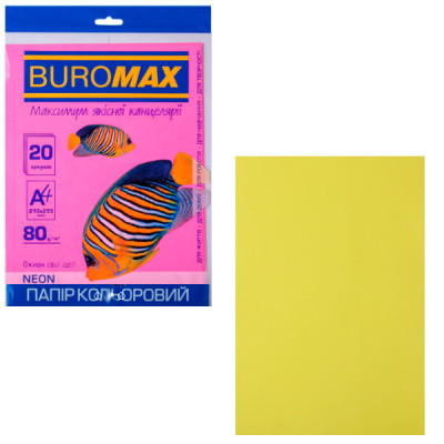 Бумага "BuroMAX" А4 80 г/м2 (20 л) BM2721520-08 неоново- желтый **