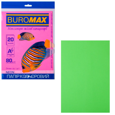 Бумага "BuroMAX" А4 80 г/м2 (20 л) BM2721520-04 неоново-зеленый **