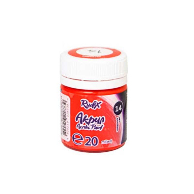 Краска акриловая матовая красная 20мл Rudix 850114