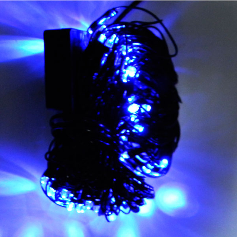 Гирлянда электрическая 120 d ламп 1,5х1,5 м сетка (линза)  синее свечение **