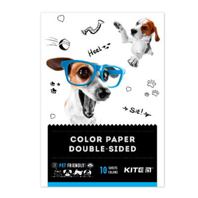 Бумага цветная  А5 10л  Kite K22-293 Dogs двухсторонняя