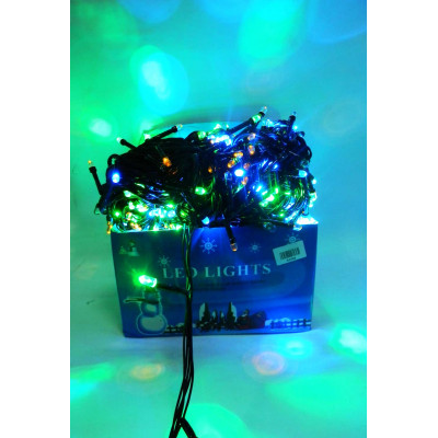 Гирлянда электрическая 300 LED ламп 26 м  (линза) черный шнур Mix **