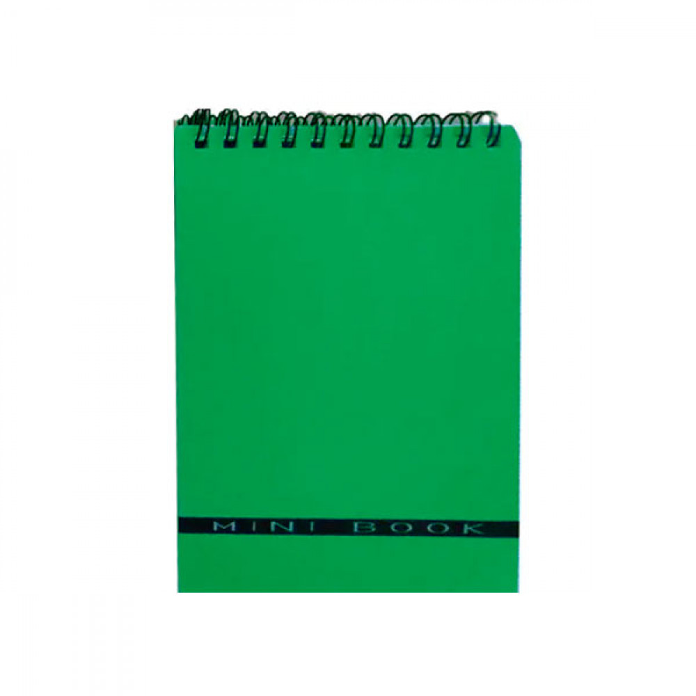 Блокнот А6 60 листов # в клетку Minibook ВА6360-810 пластиковая обложка на спирали вверху, зеленый