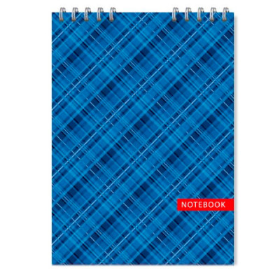 Блокнот А5 48л # П БЭ 347 Шотландка  спираль верх карт.облож. синяя 2