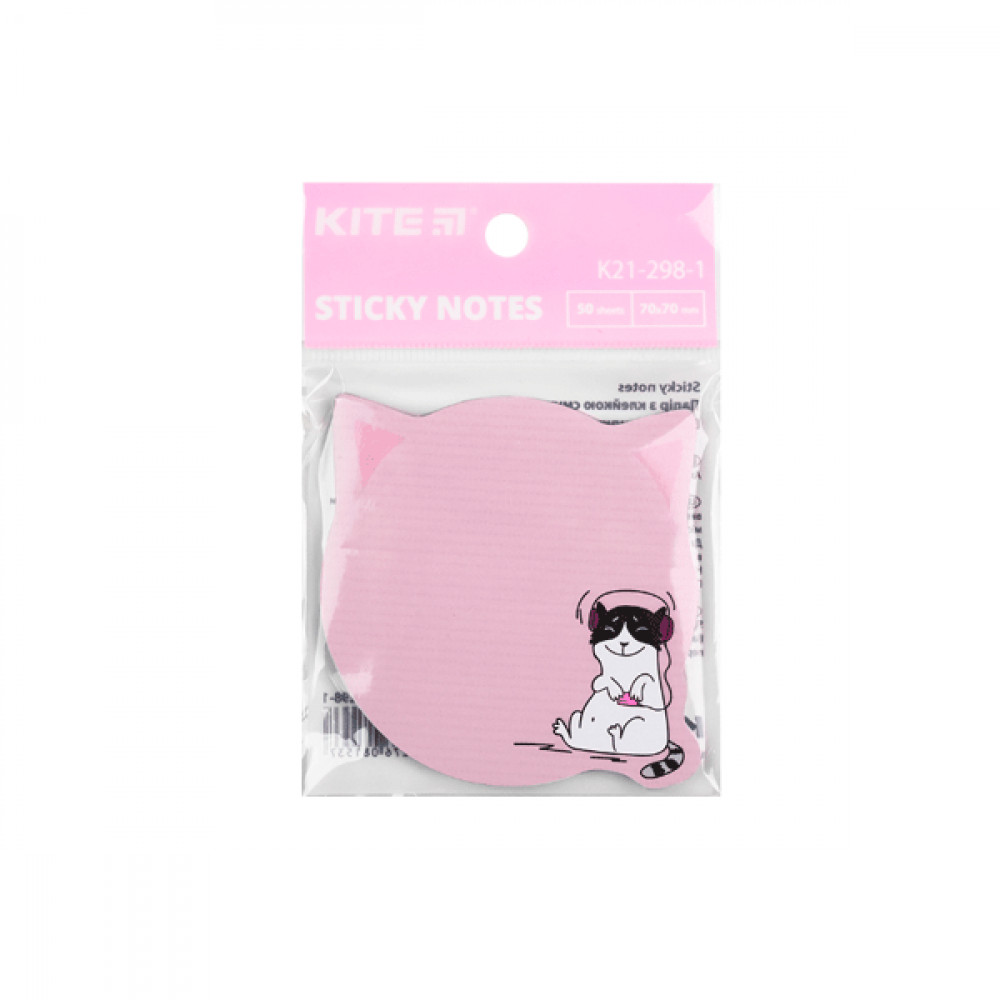 Блок бумаги  липкий Kite K21-298-1 Cat music 50 л розовый