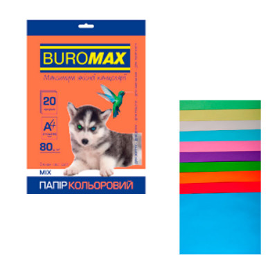 Бумага BuroMAX А4 80 г/м2 (2 х 10 20 листов ) BM2721620-99 Pastel+Intensiv **
