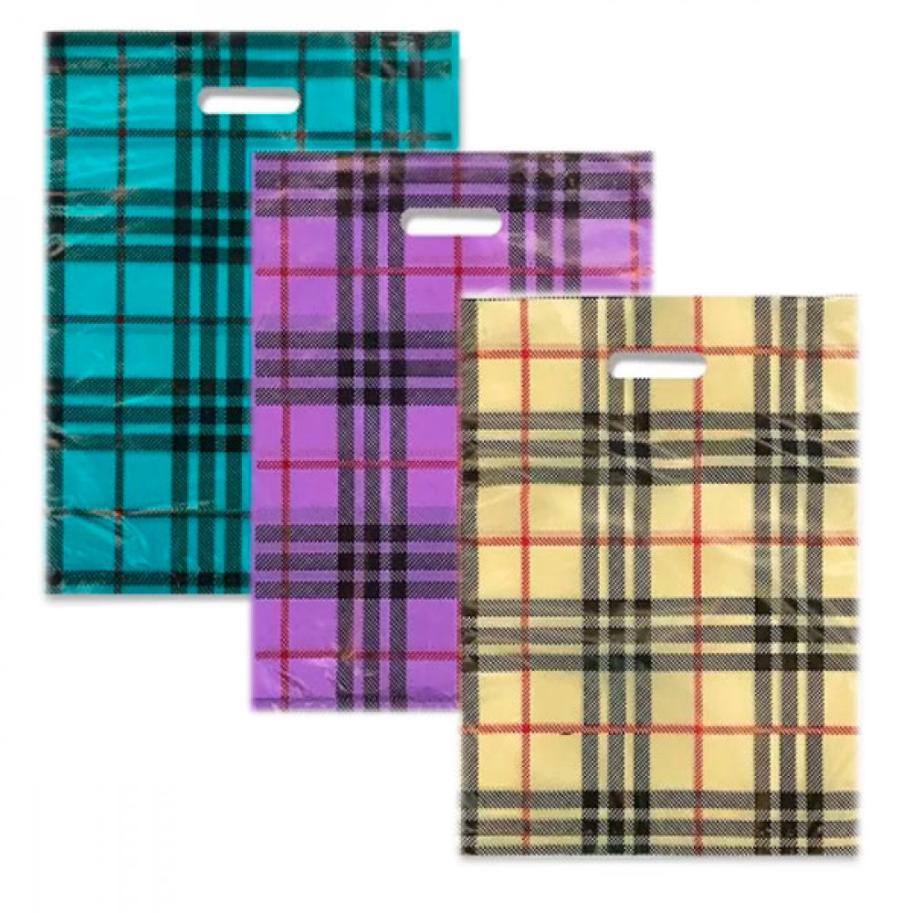 Пакет с прорезной ручкой 30х40 Клетка