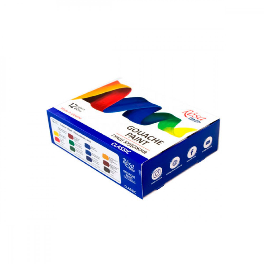 Набор красок гуашевых Rosa Studio Classic 221542 20мл 12цв **