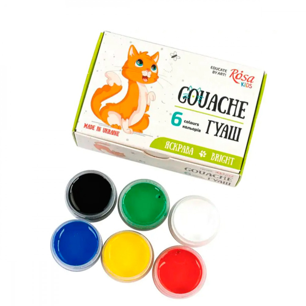 Набор красок гуашевых Rosa Kids Cats 301101 10мл 6цв ** Набор красок гуашевых Rosa Kids Cats 301101 10мл 6цв **