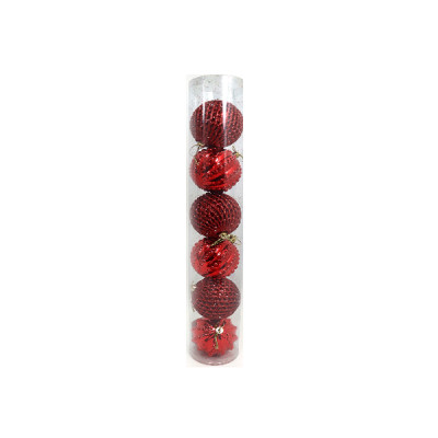 Набор елочных шаров D 80 "Блеск" 1169DSCN (6 шт) красные **