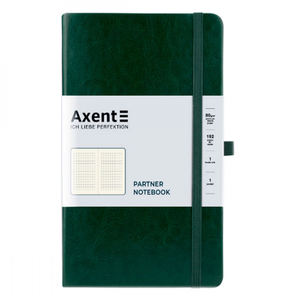 Блокнот А5/2 96л # Axent 8202-04 Partner Lux 125х195 зеленый  на резинке