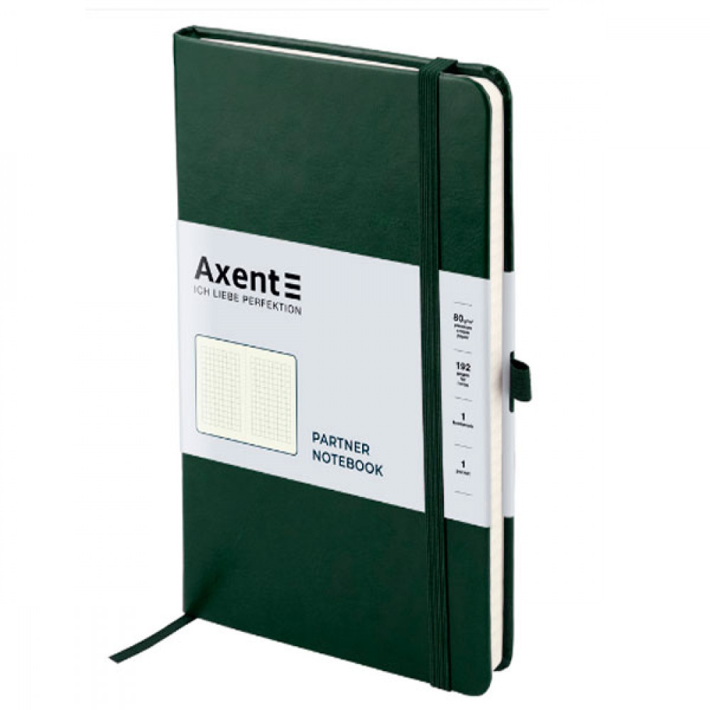 Блокнот А5/2 96л # Axent 8202-04 Partner Lux 125х195 зеленый  на резинке