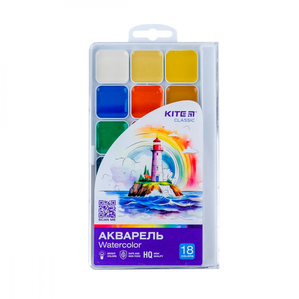 Акварель 18цв Kite К-066 Classic б/к п/у