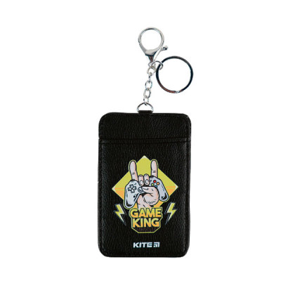 Бейдж вертикальный Kite K21-297-01 с карабином черный