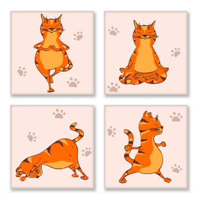 Набор картин по номерам 18х18 Yoga-cat KNP010 (4шт) **