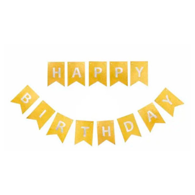 Гирлянда поздравительная буквы  Happy Birthday лазер / золото **