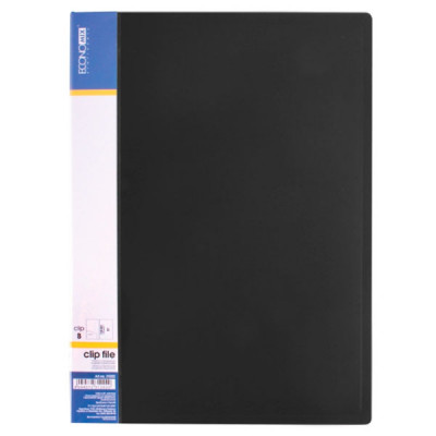 Папка пластиковая  А4 Economix E31202-01 боковой зажим с карманом черная
