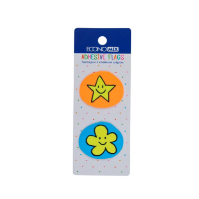 Блок бумаги с липким слоем 18 х 50 мм Economix Е20969-02 Fun flower and star пластиковый MIX
