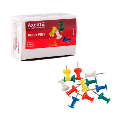 Кнопки-гвоздик Axent 4203 (30 шт) цветные