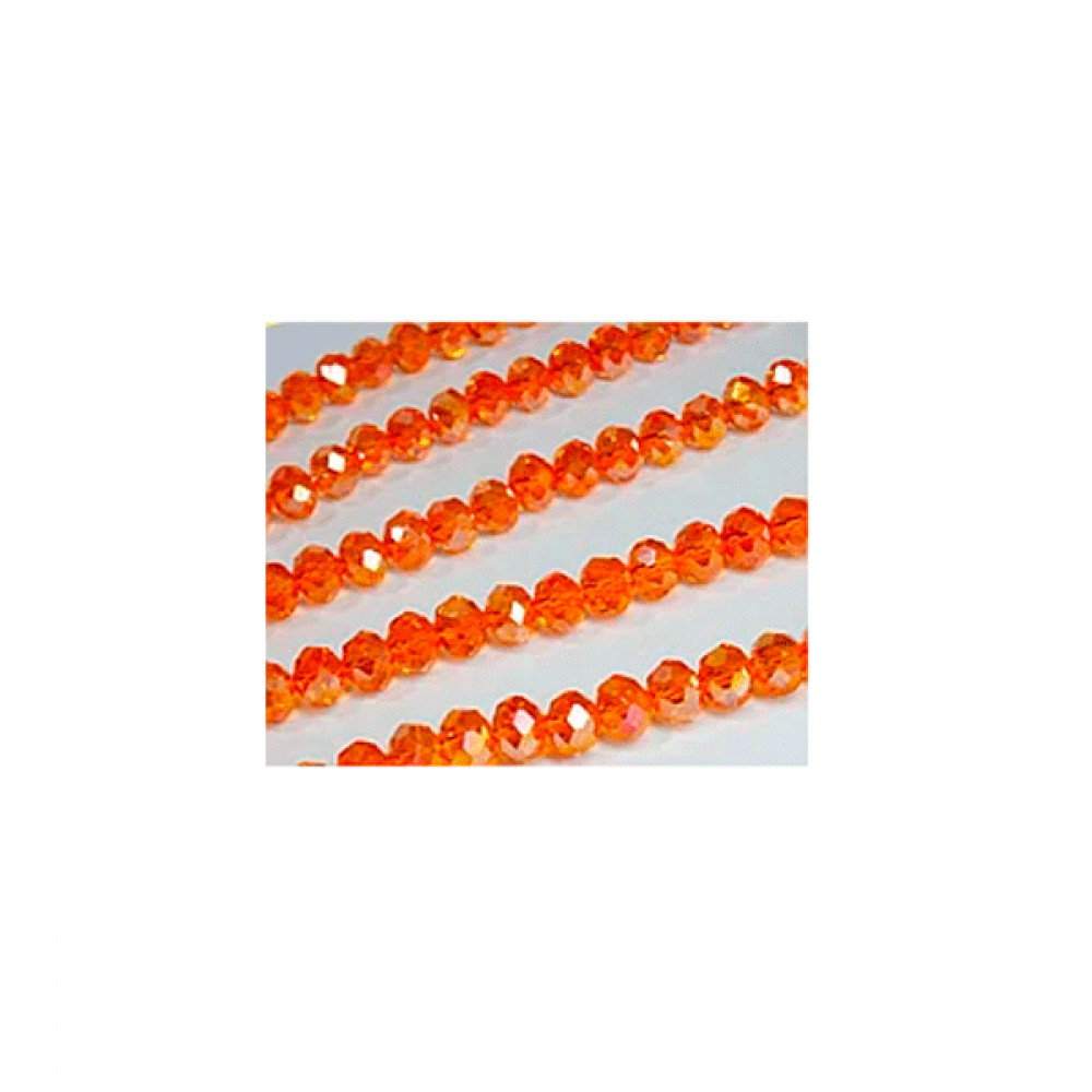 Бусины хрустальные Рондель 8 х 6 прозрачный блестящий оранжевый 10 шт