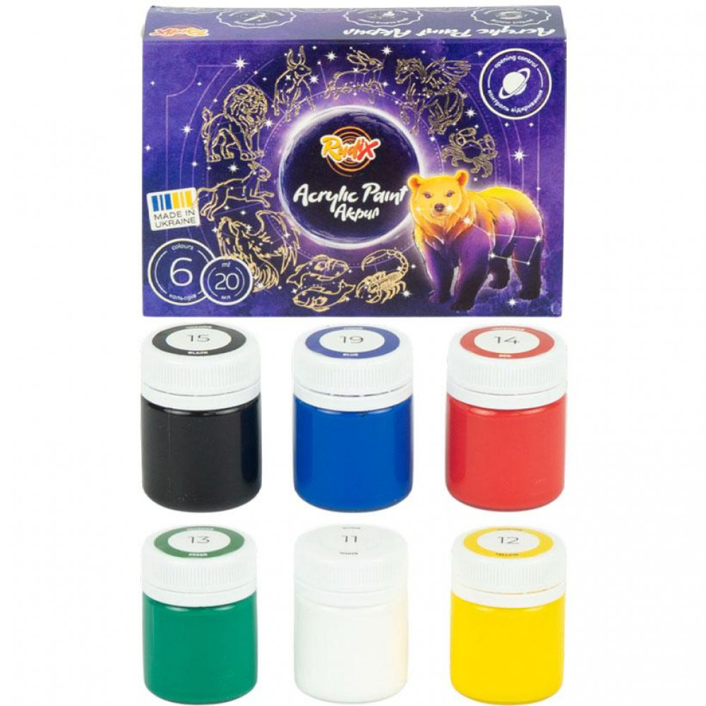 Краска акриловая  6цв 20мл RUDIX 850601