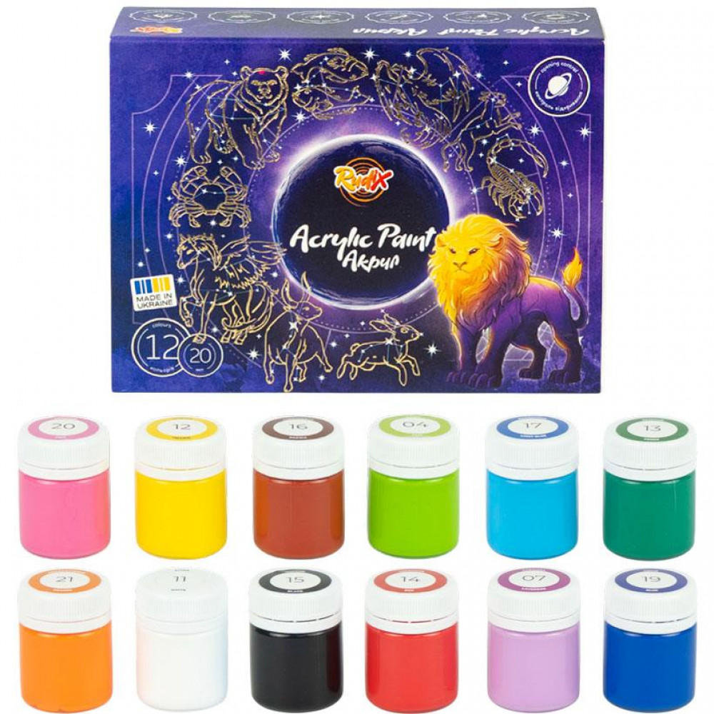 Краска акриловая  12цв 20мл RUDIX 851202