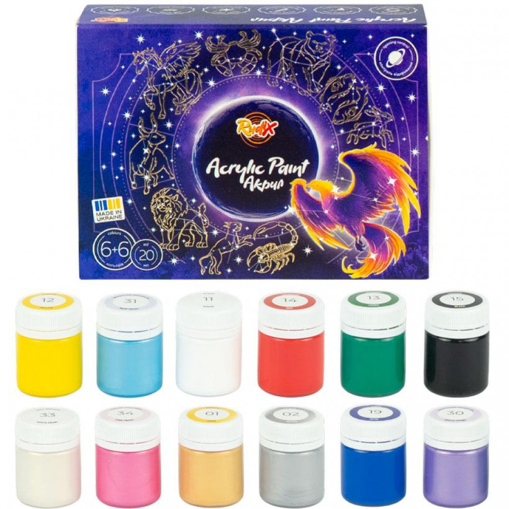 Краска акриловая  6+6цв 20мл RUDIX 851203