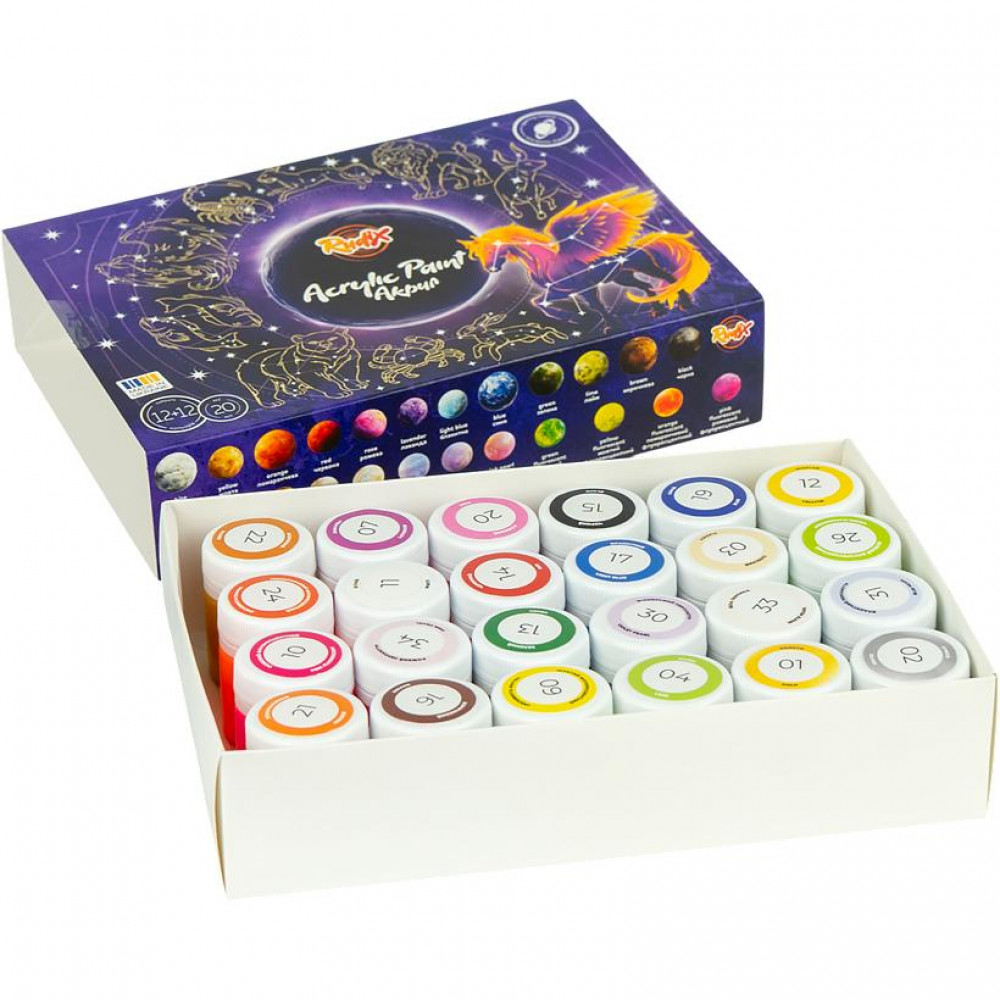 Краска акриловая  12+12цв 20мл RUDIX 851204