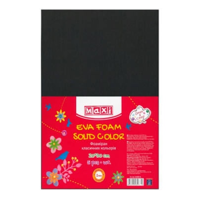Бумага цветная А4 5 листов Фоамиран  2,0 мм MX61619-01 черный