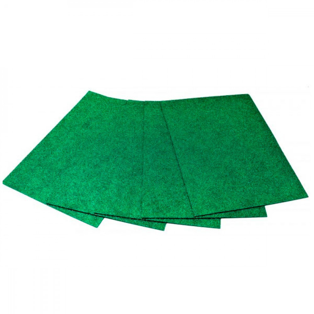 Бумага цветная А4 5л Фоамиран 2мм с блестками GLA4-001зелен