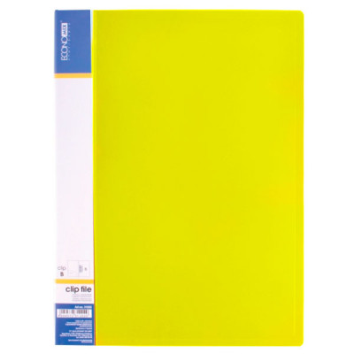Папка пластиковая  А4 Economix E31202-05 боковой зажим с карманом желтая