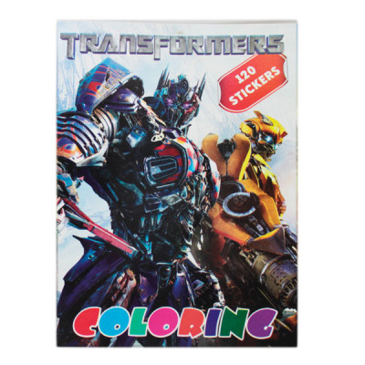 Раскраска А4 (8 листов) Transformers Трансформеры 120 наклеек