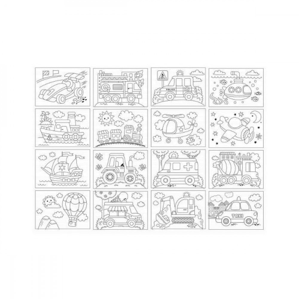 Раскраска 148х210 на скобе 23339 8 листов  transport **